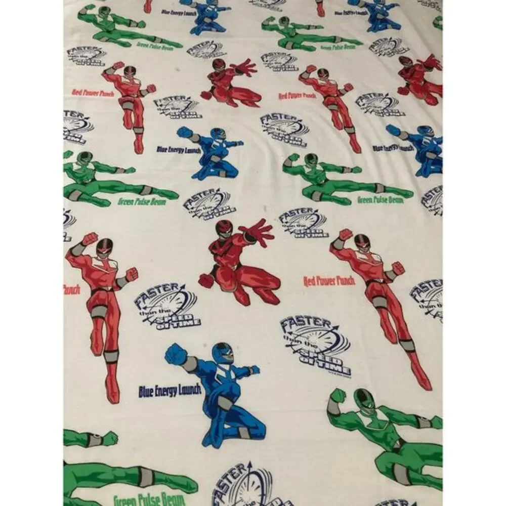 Vintage 2000 Power Rangers Twin Flat Sheet Kids Bedding Saban 62 x 98 Print